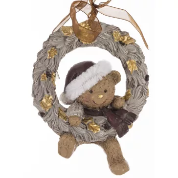 Karácsonyi függődísz maci figurával – 10 cm