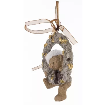 Karácsonyi függődísz maci figurával – 10 cm