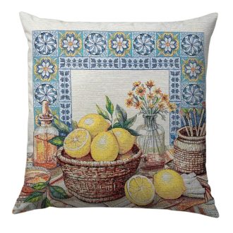   Lemon Art – Citromos mediterrán díszpárnahuzat 45×45 cm