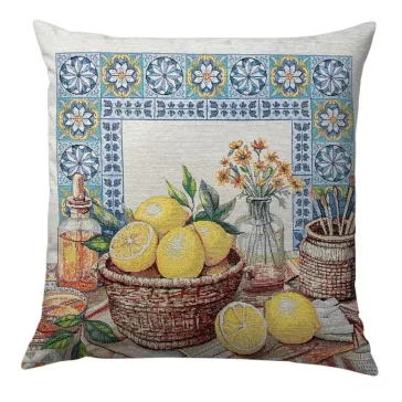   Lemon Art – Citromos mediterrán díszpárnahuzat 45×45 cm