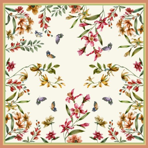 BELLA PILLANGÓS, VIRÁGOS 100X100 CM ASZTALTERÍTŐ