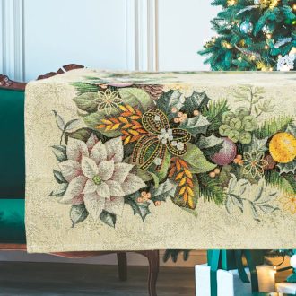   Advent karácsonyi koszorús asztalterítő, 96x100 cm, arany lurex