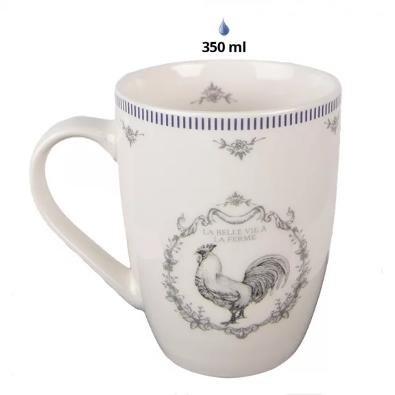 Porcelán bögre, 350 ml, French Rooster