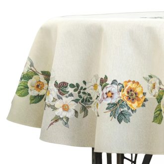   ÁRVÁCSKA VIRÁGOS PRÉMIUM GOBELIN LEPKÉS ASZTALTERÍTŐ, KEREK, 160 CM