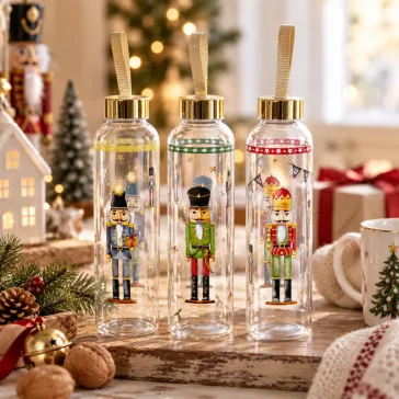   Diótörő mintás üvegpalack arany kupakkal – 550 ml, 3 féle