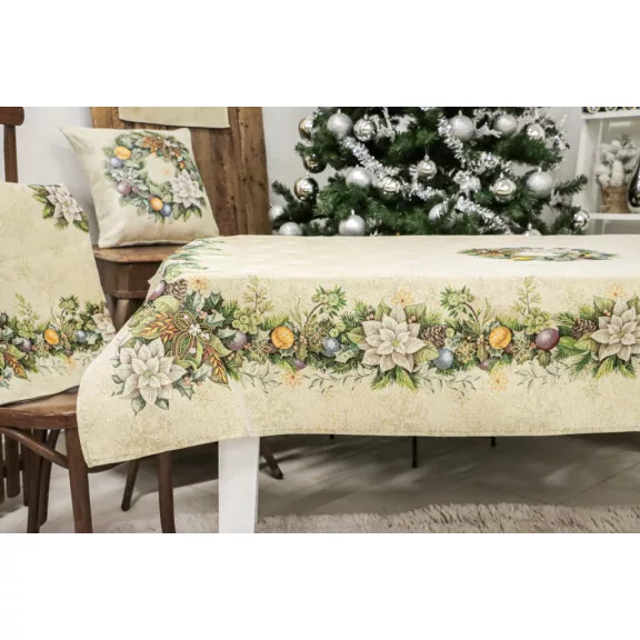 ADVENT KARÁCSONYI KOSZORÚS ASZTALTERÍTŐ, 137X240 CM, ARANY LUREX