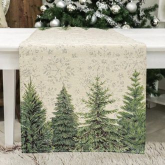   SILVER FOREST, FENYŐFÁS ASZTALI FUTÓ, 37X100 CM, EZÜST LUREX