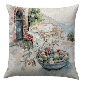 Mykonos mediterrán olivás díszpárna huzat