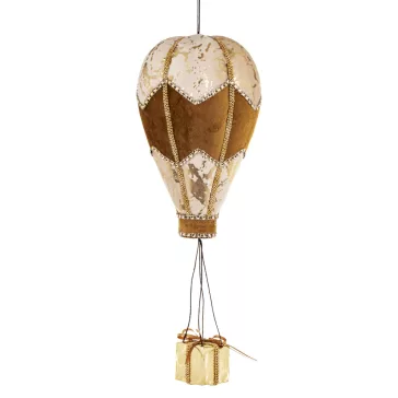   Arany-barna hőlégballon karácsonyfadísz ajándékkal 49 cm