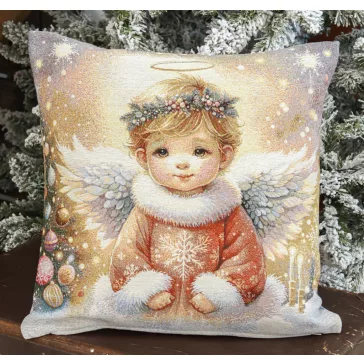 Angyalkás (szembe néző) díszpárna huzat, lurex nélkül