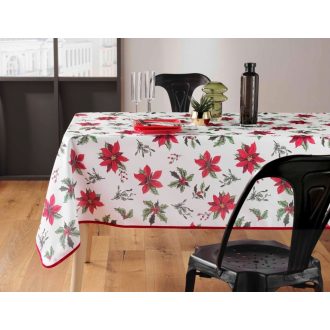   Amarilla mikulásvirágos karácsonyi szennytaszító asztalterítő, XL-es, 150x240 cm