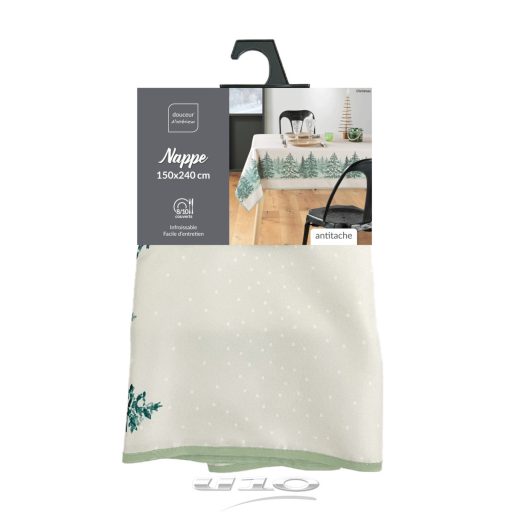 Winter Forest fenyő mintás szennytaszító asztalterítő, XL-es, 150x300 cm