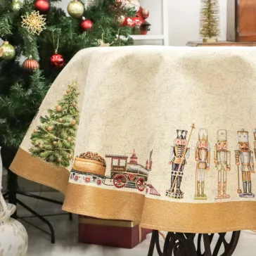   DIÓTÖRŐS, ARANY SZÉLŰ ASZTALTERÍTŐ, KÖR ALAKÚ, 160 CM, ARANY LUREX