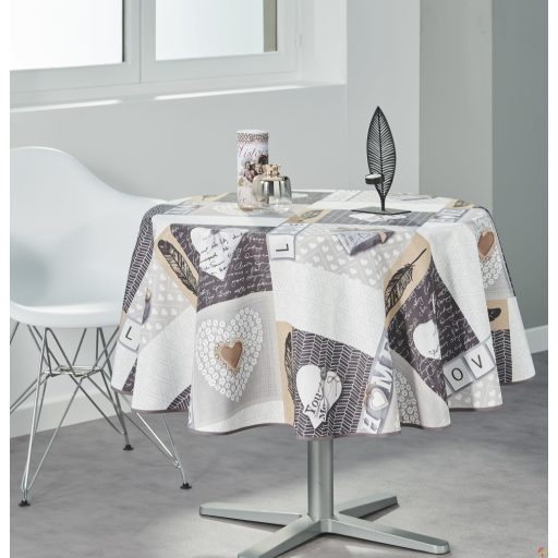 BEIGE LOVE SZENNYTASZÍTÓ, KÖR ALAKÚ ASZTALTERÍTŐ, 160 CM