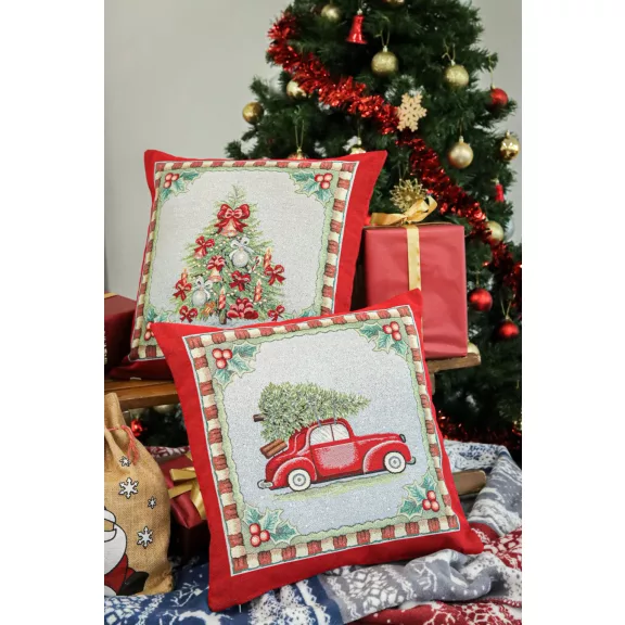 WINTER HOLIDAY AUTÓS DÍSZPÁRNA HUZAT, EZÜST LUREX