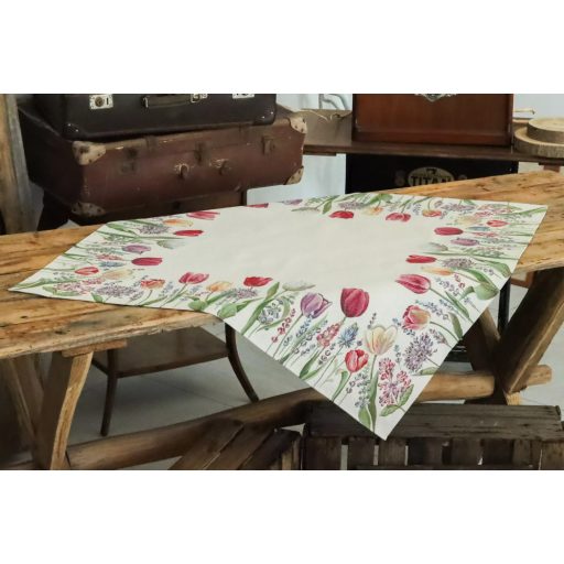 TAVASZI TULIPÁNMEZŐ  PRÉMIUM GOBELIN ASZTALKÖZÉP TERÍTŐ 96X100 CM