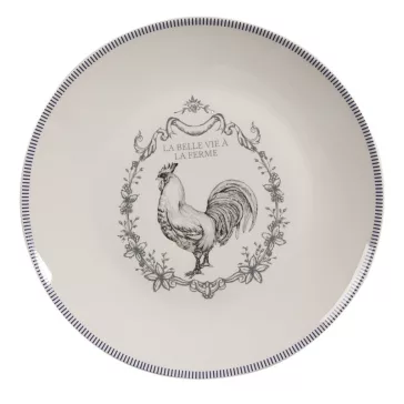 Porcelán tányér, 20x2 cm, French Rooster