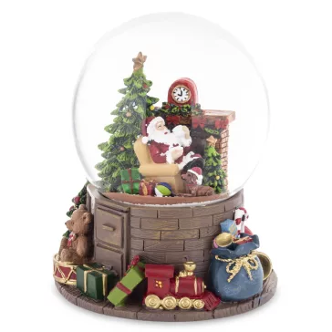 Mikulásos zenélő karácsonyi hógömb – 16,5 cm