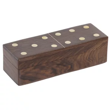   Akácfa dominó szett díszdobozban – barna-arany, 16 × 5,5 × 4,5 cm