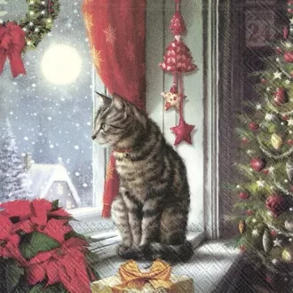  Silent night cicás karácsonyi szalvéta, 3 rétegű, 20 db/csomag, IHR