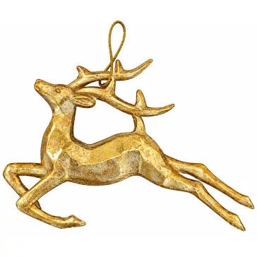 Aranyszínű szarvas karácsonyfadísz – 13 cm
