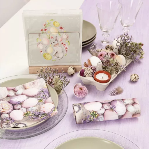 Violet húsvéti tojásos szalvéta, 3 rétegű, 20 db/csomag, Home Fashion, 33x33 cm