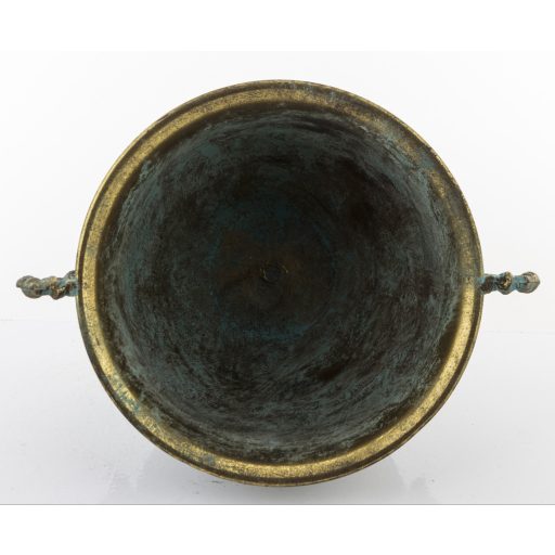 Fém virágtartó serleg – antikolt türkiz-arany