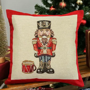   NUTCRACKER DIÓTÖRŐS (FEKETE KALAPOS) DÍSZPÁRNA HUZAT, ARANY LUREX 45X45 CM