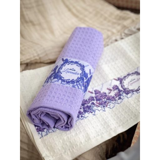 LEVENDULÁS, LAVENDER FELIRATOS KONYHARUHA SZETT DÍSZDOBOZBAN, 2 DB-OS