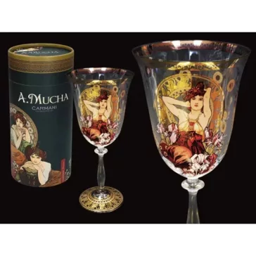   Talpas üvegpohár 350 ml – Mucha Ametiszt – Díszdobozban