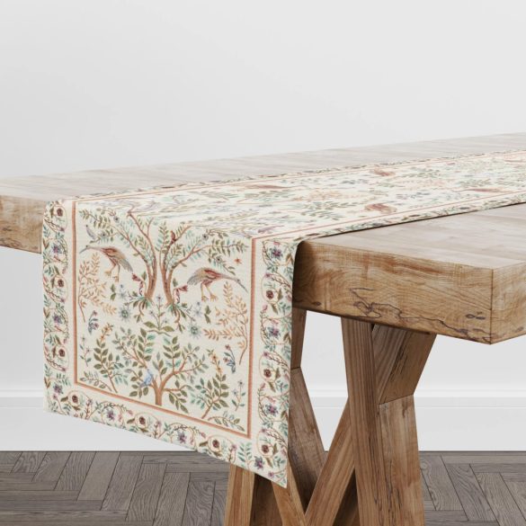Ősi kert (fehér) asztali futó, 44x140 cm