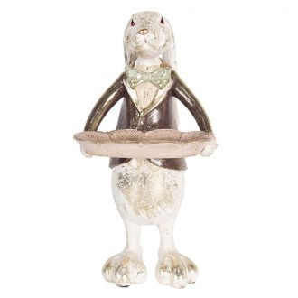 Fehér nyuszi figura, tálcával 
