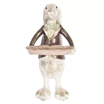 Fehér nyuszi figura, tálcával 
