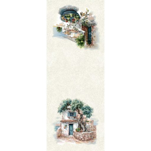 Mykonos mediterrán olivás asztali futó, 44x140 cm