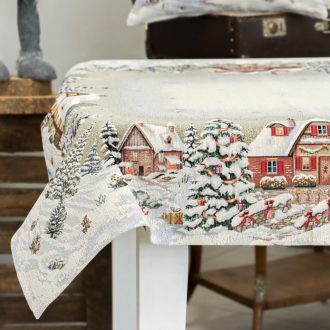   Alpesi barna házikós asztalterítő, 137x180 cm, lurex nélkül