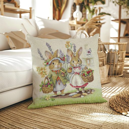 Nyuszi pár a zöld fűben díszpárna huzat