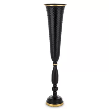   Fekete–arany álló fém váza – 70 cm | elegáns padlóváza modern és klasszikus enteriőrbe
