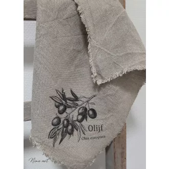   Shabby stílusú olíva mintás lenvászon konyharuha 45×45 cm
