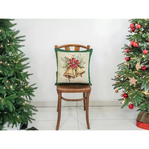 Bells csengős, ünnepi díszpárna huzat, arany lurex