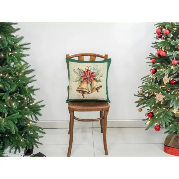 Bells csengős, ünnepi díszpárna huzat, arany lurex