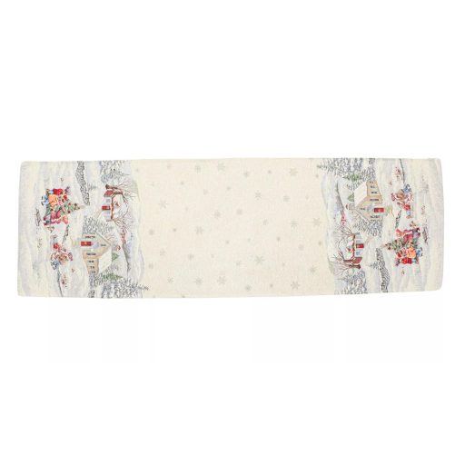 Havas reggel, karácsonyi asztali futó, 37x100 cm, ezüst lurex