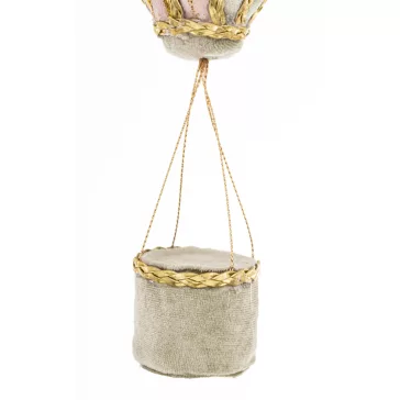   Rózsaszín-arany hőlégballon karácsonyi függődísz 38 cm