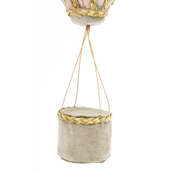 Rózsaszín-arany hőlégballon karácsonyi függődísz 38 cm