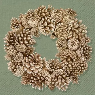   Toboz koszorú szalvéta, 3 rétegű, 20 db/csomag, IHR, 33x33 cm 