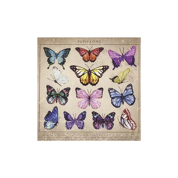 PAPILLON PILLANGÓS SZALVÉTA, 3 RÉTEGŰ, 20 DB/CSOMAG, HOME FASHION, 33x33 CM