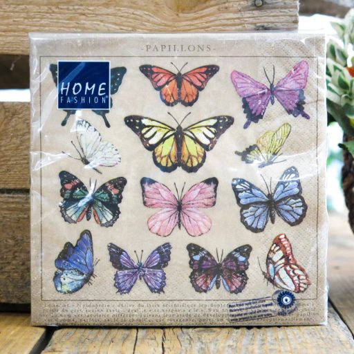 PAPILLON PILLANGÓS SZALVÉTA, 3 RÉTEGŰ, 20 DB/CSOMAG, HOME FASHION, 33x33 CM