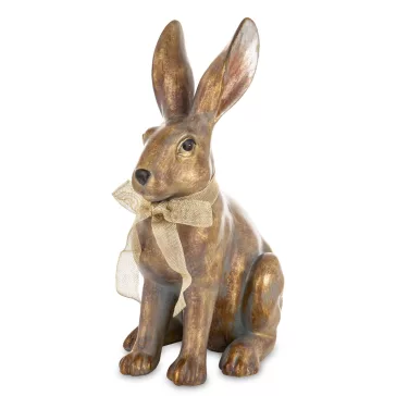 Vintage hatású nyúl figura masnival – 47,5 cm
