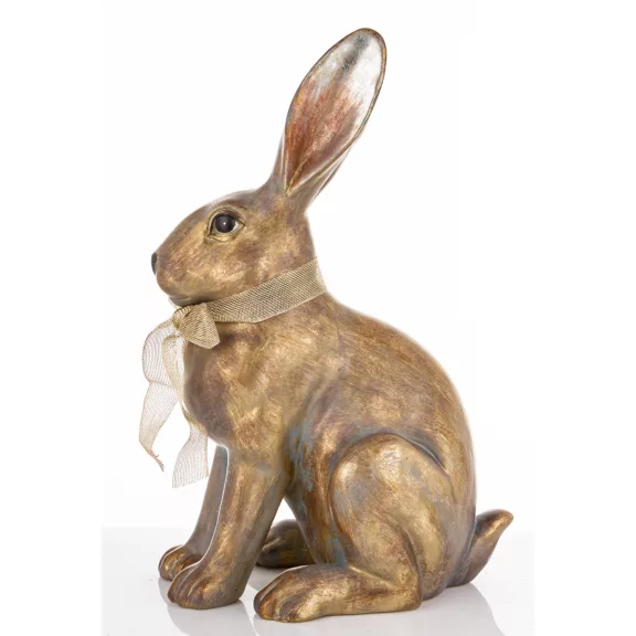 Vintage hatású nyúl figura masnival – 47,5 cm