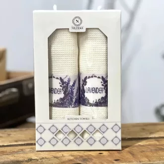  Levendulás, lavender feliratos konyharuha szett díszdobozban, 2 db-os