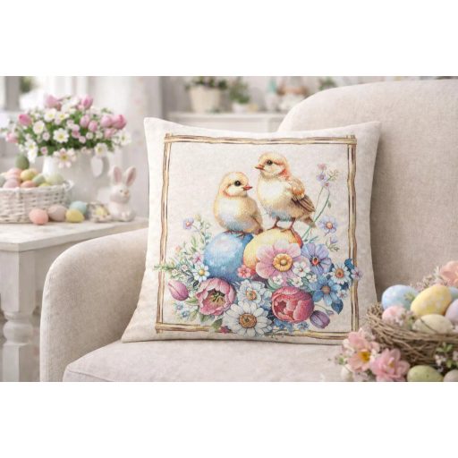 Kiscsibés, húsvéti díszpárna huzat 45x45 cm